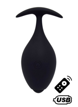 BABA, Plug vibrant anal noir USB, avec télécommande - BQ131BLK
